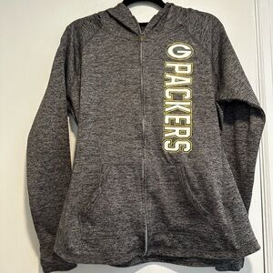 Women’s Gray Large NFL Team Apparel Green Bay Packers Full Zip Hoodie Jacket